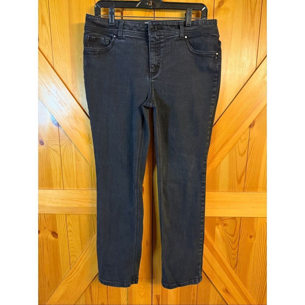 Chicos So Slimming Jeans Womens 1.5 US 10 Short Black Ankle Stretch (7061)